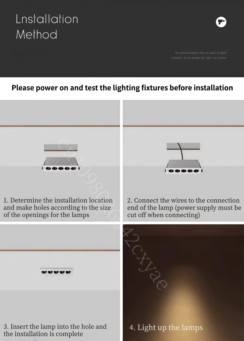 Dimmable grille light, COB ceiling light, LED spotlight, downlight, anti-glare spotlight, AC110-220V, kitchen indoor lighting