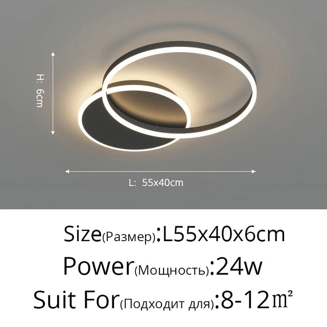 Smart Home Modern Round Design LED Ceiling Chandelier For Living Room Restaurant Bedroom Circle Rings Lighting Fixture Luminaire