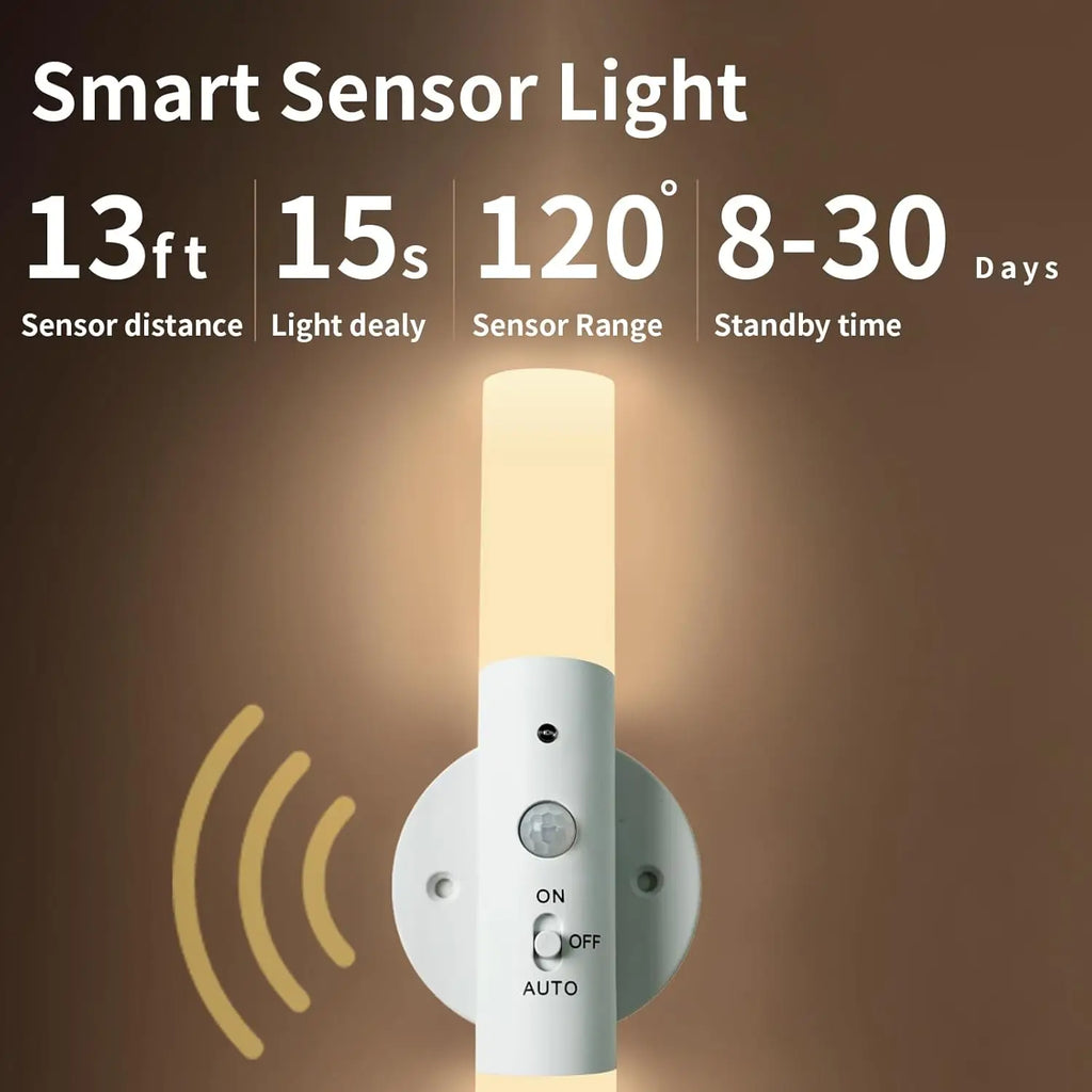 Night Light Motion Sensor Rechargeable Wireless LED Wall Lamp 360°Rotation Magnetic For Room Kitchen Stair Cabinet Lights