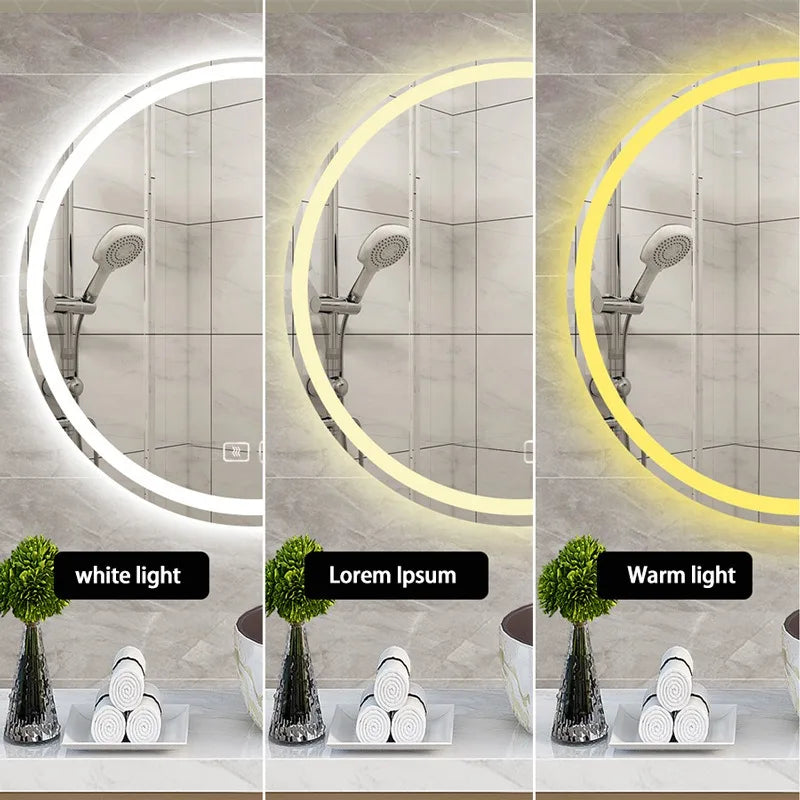 Wall Mirror Smart Mirror Smart Bathroom Mirror Three-color Light Led Touch Screen Anti-fog High Definition Makeup Mirror