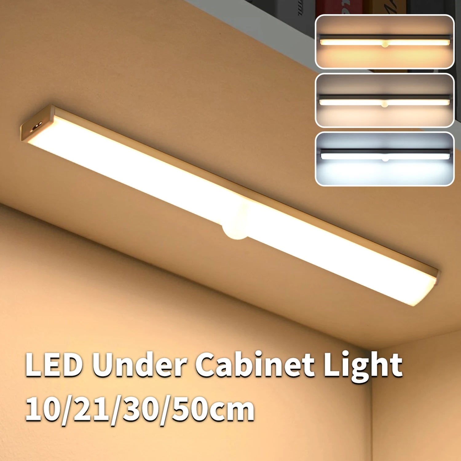 Motion Sensor Light Wireless USB Rechargeable Wall Lamp 3 Colors Dimming Kitchen Wardrobe Bedroom Closet Cabinet LED Lighting