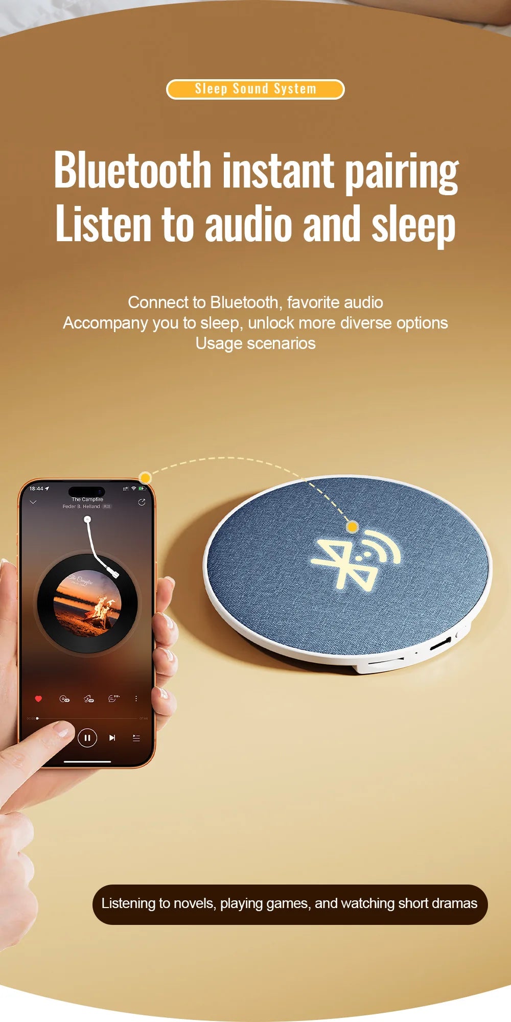 Bluetooth Speaker Wireless Bluetooth5.4 HiFi Pillow Sound Disc Sleep Decompression Support TF Card Reading Type-C Cable Charging