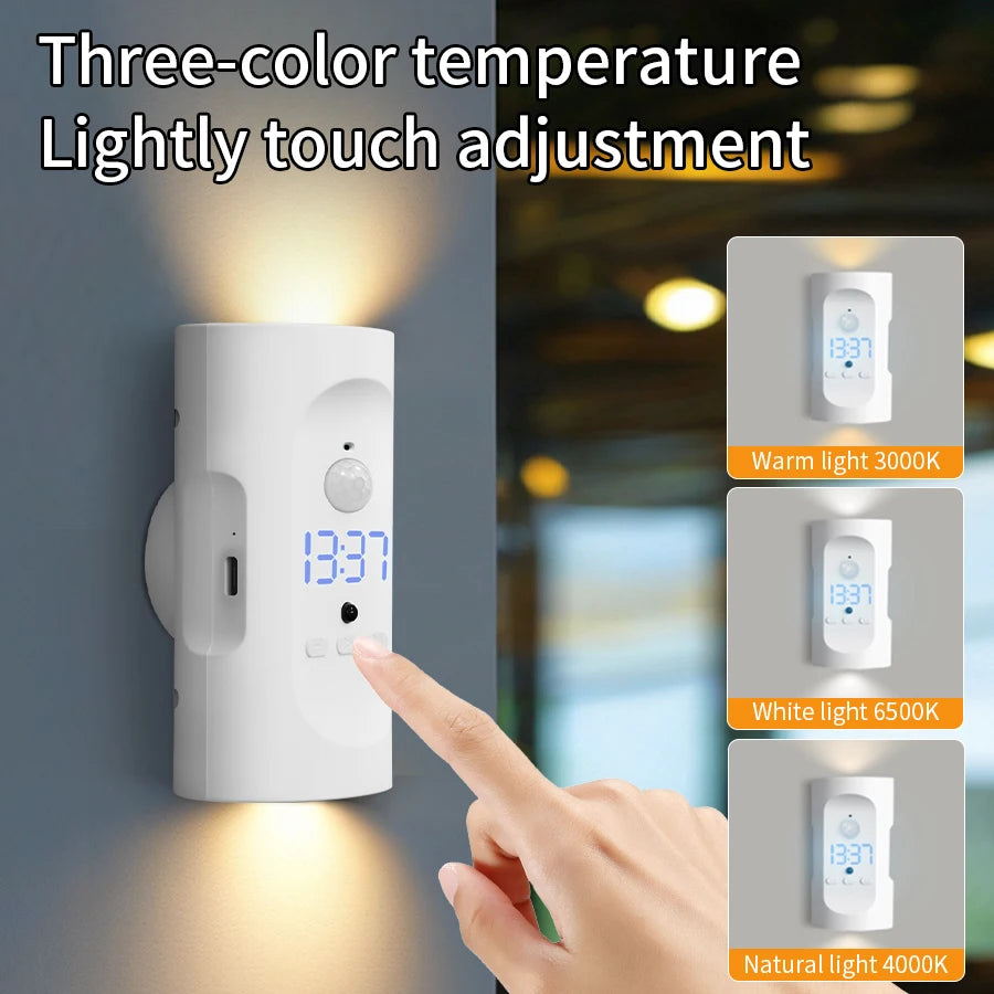 Motion Sensor LED Wall Light 3 Colors Wireless Magnetic Double Head Spotlight For Bedroom Living Room Closet Stairs Lighting