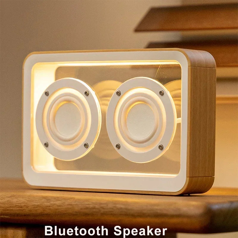 Creative Transparent Bluetooth Speaker with Dual Horn Clear Sound Quality Desktop Decoration Home Mini Audio Reading Light