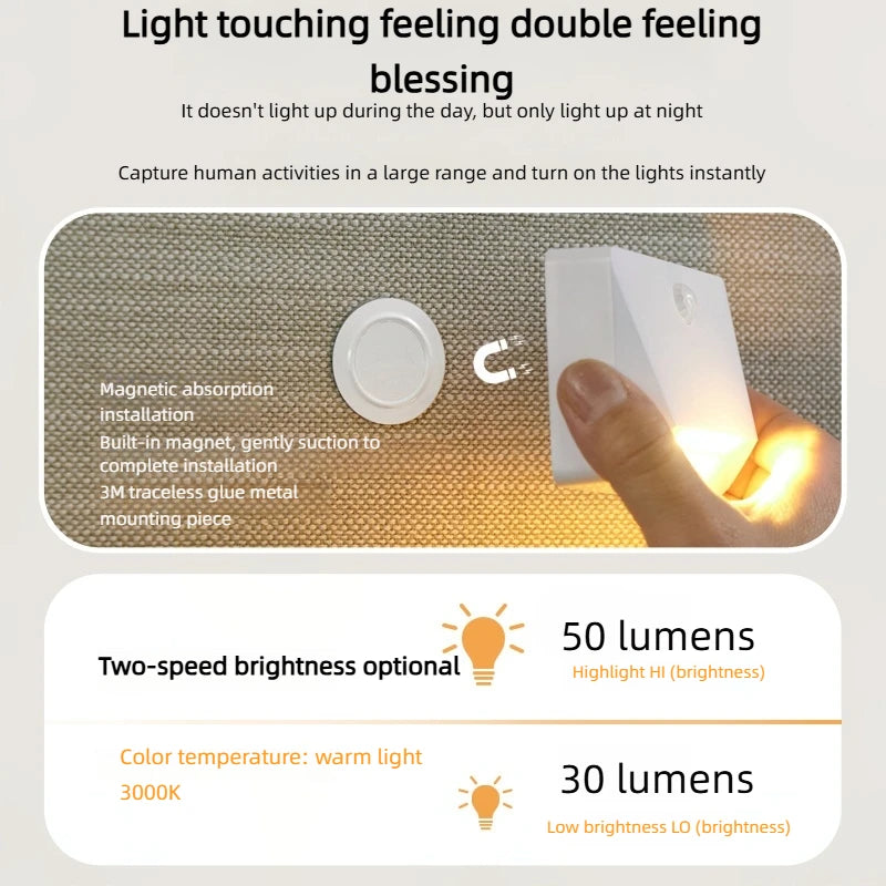 Smart Motion Activated Wall Light - 2200mAh USB-C Fast Charge 3 Adjustable Brightness Multi-Device Link  Indoor/Outdoor Lighting
