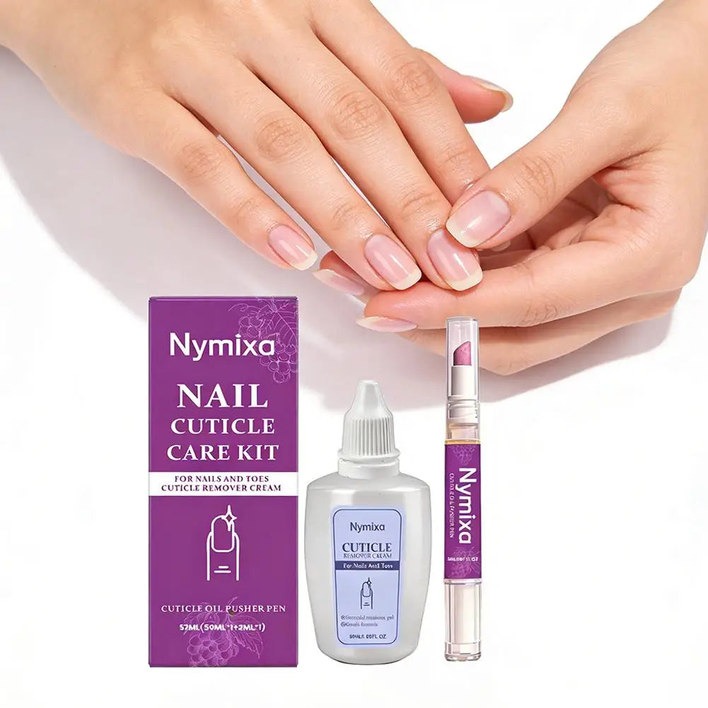 Nail Cuticle Care Kit 50ml Remover Cream 2ml Oil Pen Salon Quality Manicure Set Fingernails Toenails Healthy Grooming Portable
