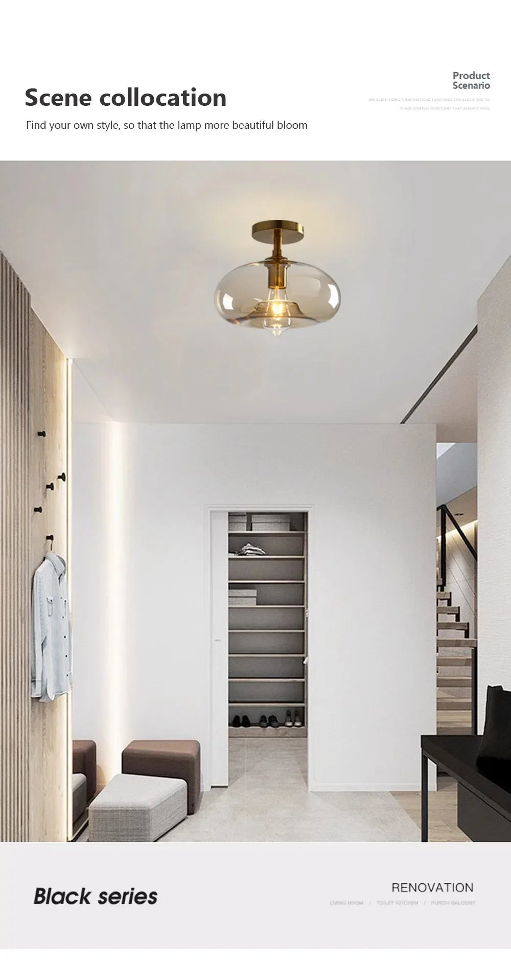 Modern LED Glass Ceiling Light Minimalist Cloakroom Balcony Bedroom Dining Room Lighting Hallway Lamp Indoor Lighting Lampara