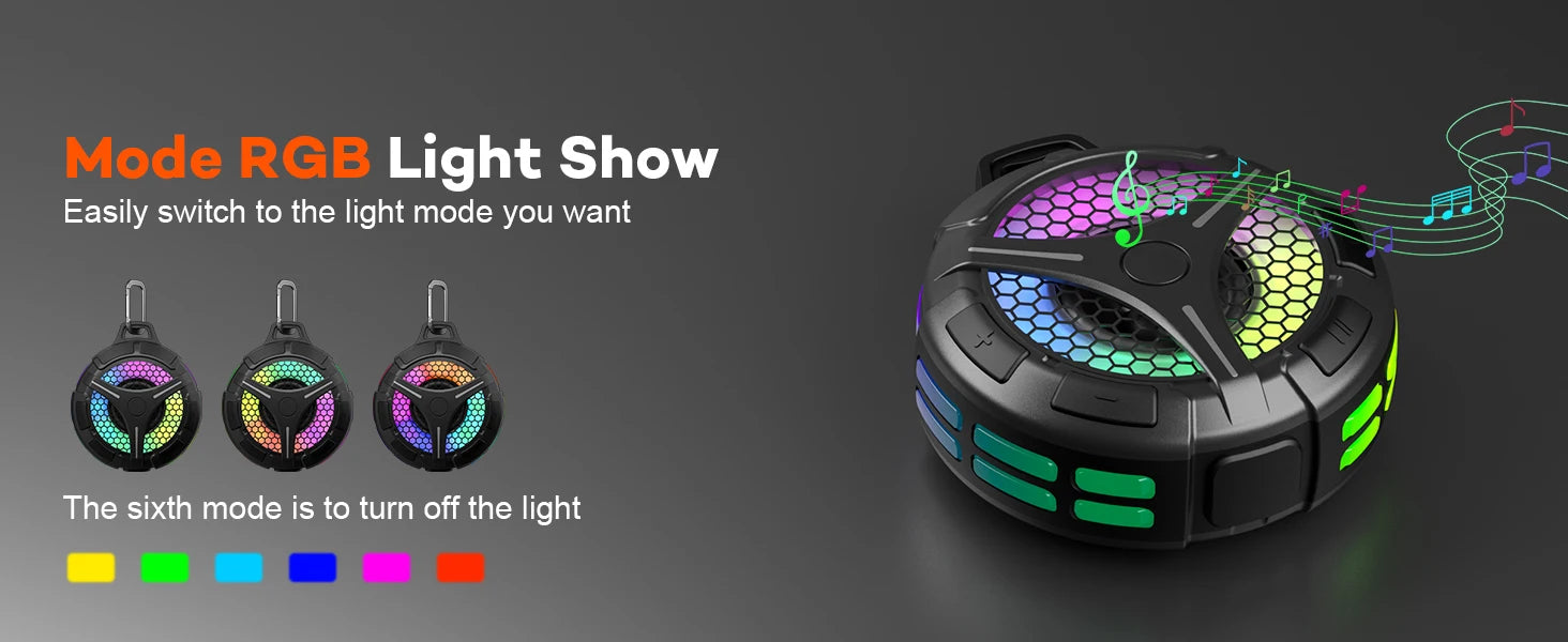 Bluetooth Shower Speaker, IP67 Waterproof Portable Speakers, Small Outdoor Speaker with LED Light, True Wireless Stereo for Home