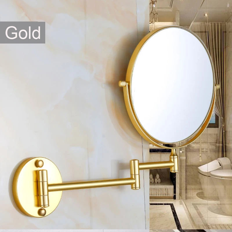 Wall-mounted Bathroom Double-sided Mirror Foldable Bathroom Makeup Mirror Wall Mounted 8 Inch Magnifying Mirror