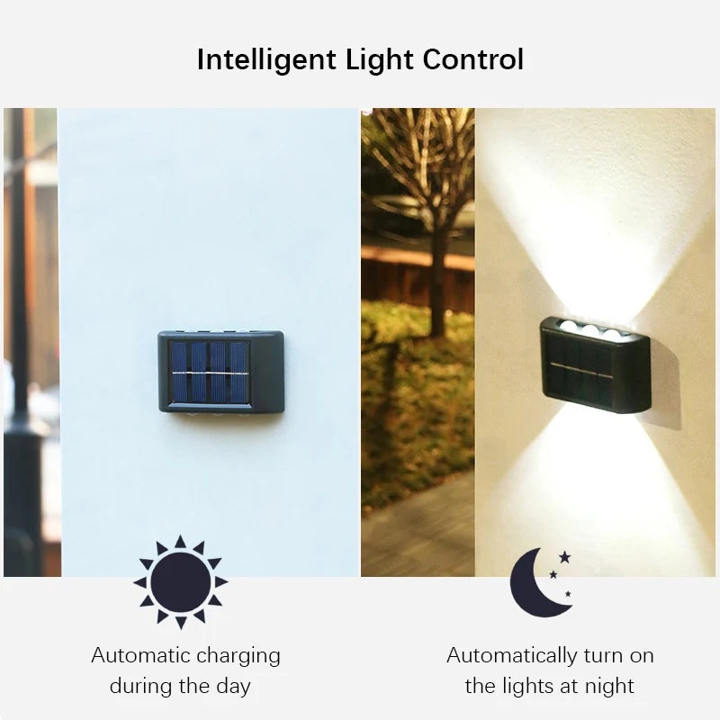 Solar LED Light, Outdoor Waterproof Wall Lamp, Dusk to Dawn Fence Lighting for Summer Garden Yard Porch Walkway Camping Home Dec