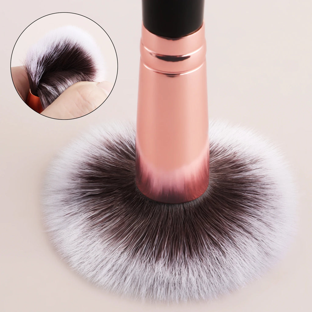 Single Dual-Ended Beauty Brush, Round Blending Brush + Angled Blush Brush Soft Bristle Makeup Tool