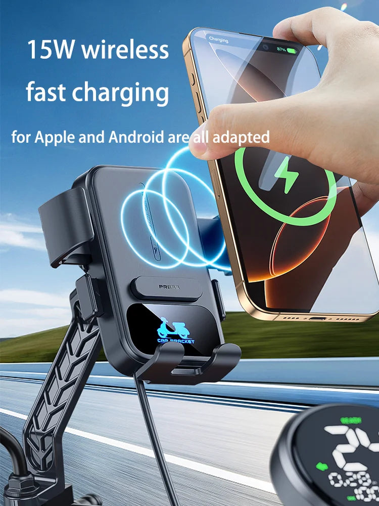 Motorcycle Accessories Wireless Charger Mobile Phone Holder Waterproof Sunshade Shockproof Bike Wireless Phone Charger Mount