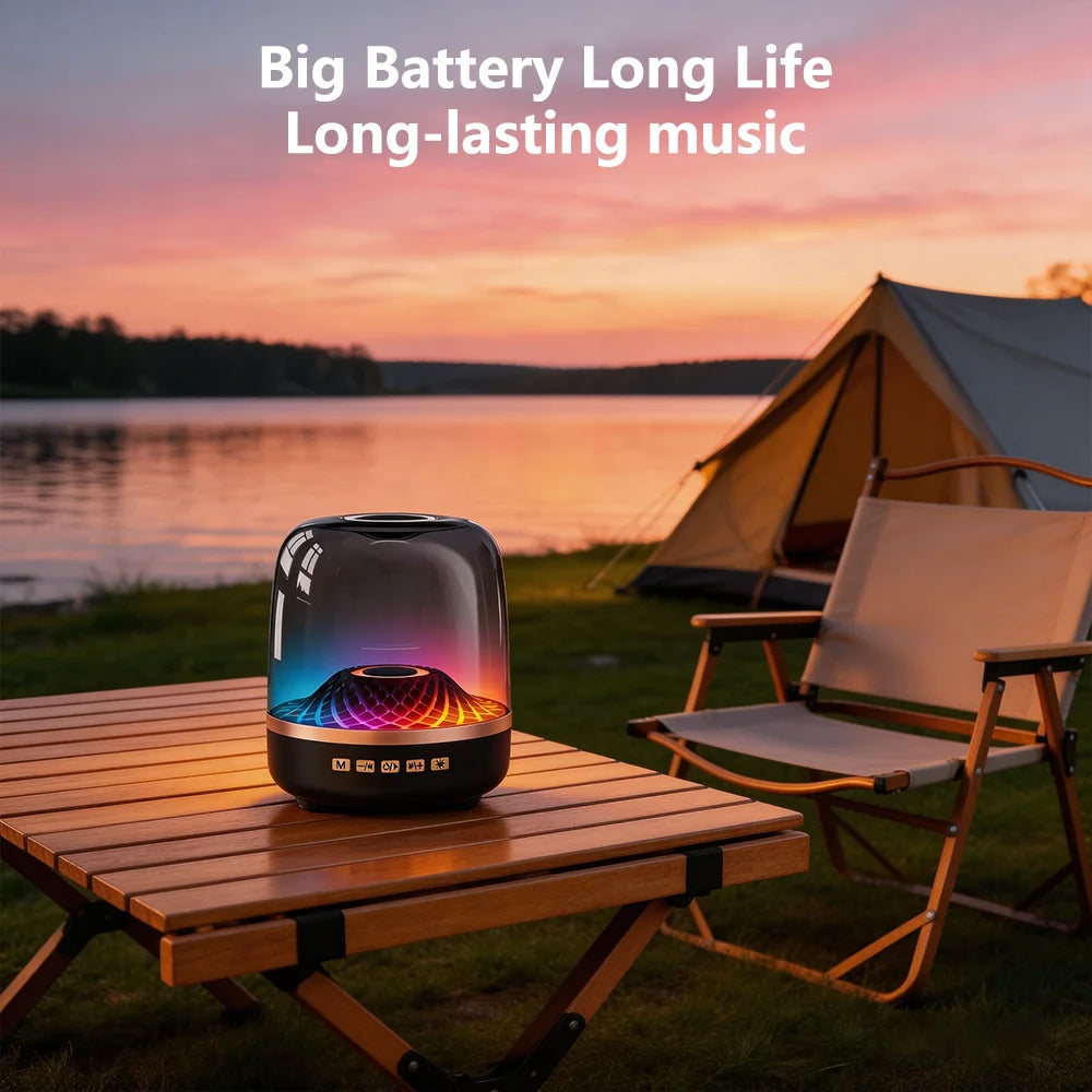 Powerful Bluetooth Speaker, Bass Wireless, LED Light, Outdoor Speakers, Subwoofer,Transparent Warehouse Surround Sound Speakers