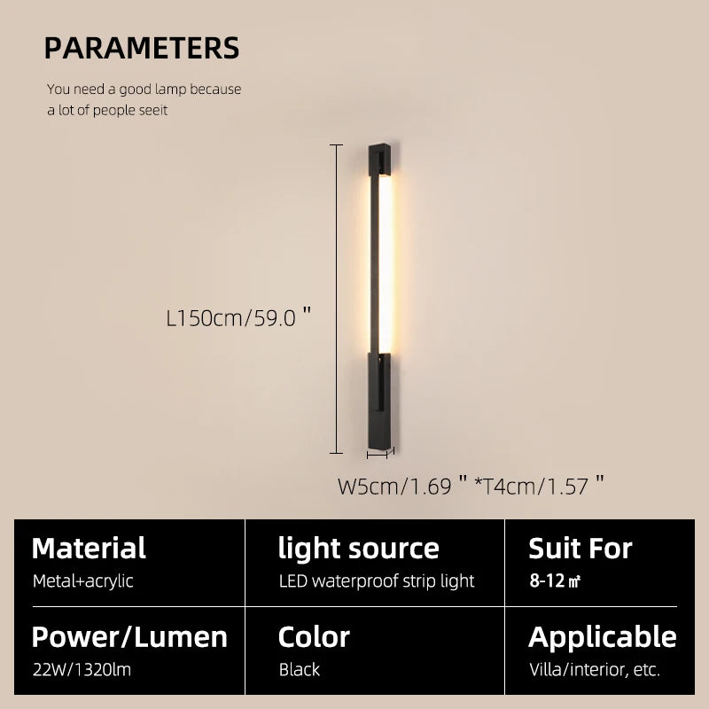 Smart Dimmable Outdoor Wall Light Black Modern LED Lamp IP65 Waterproof via APP Control for Garden Home