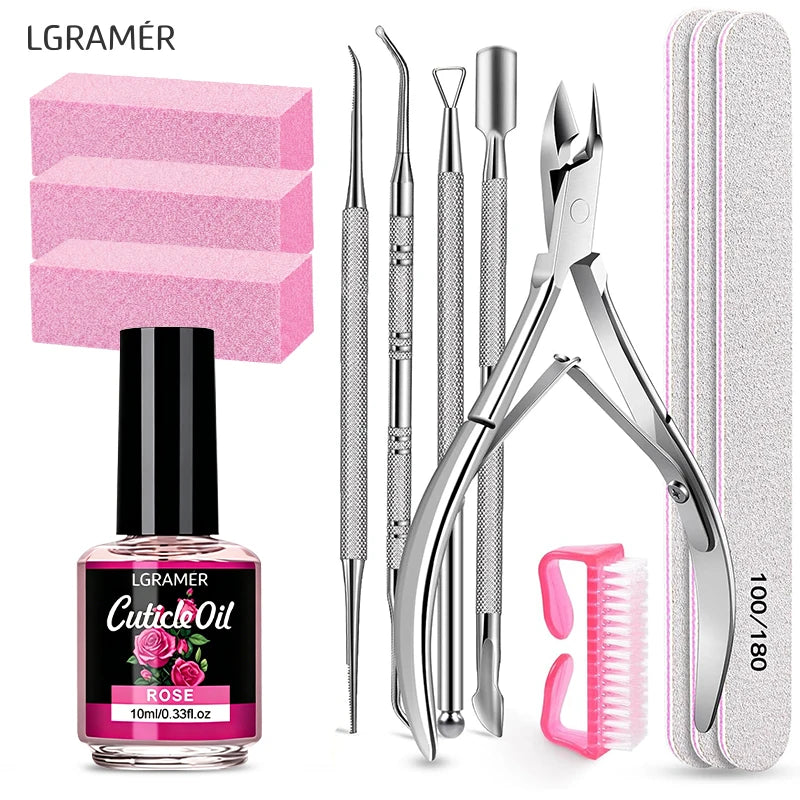 13 Pcs Nail File & Buffer Blocks with Nail Care Kit,Manicure Kit for Women with Milk and Honey Cuticle Oil & Cuticle Trimmer Set