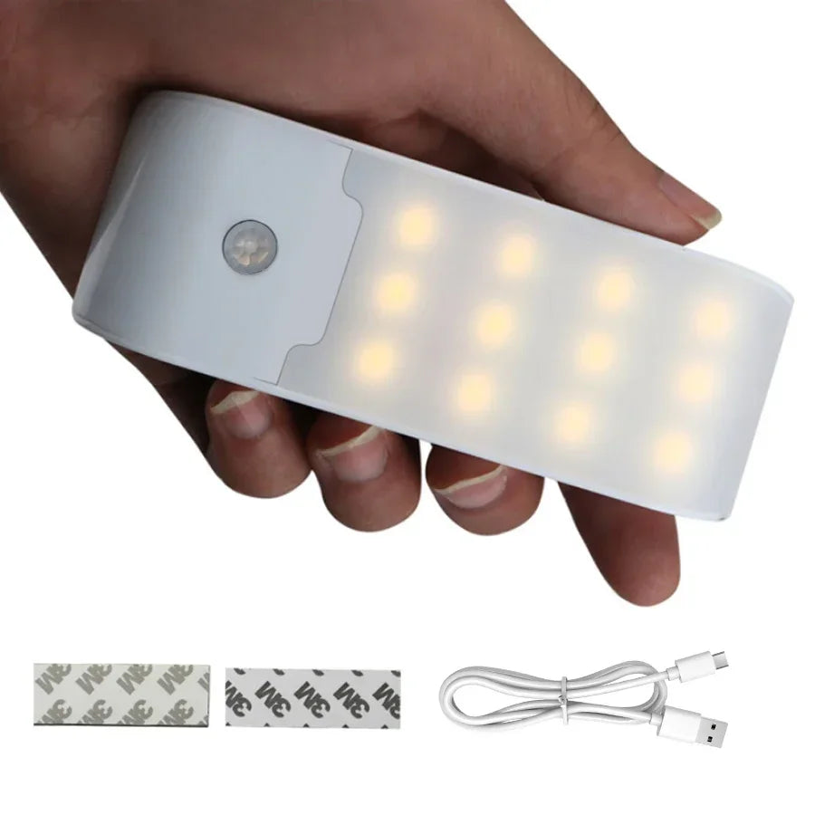 Motion Sensor LED Night Light USB Rechargeable Wall Light For Cabinet Closet Aisle Staircase Bedside Bedroom Night Lights
