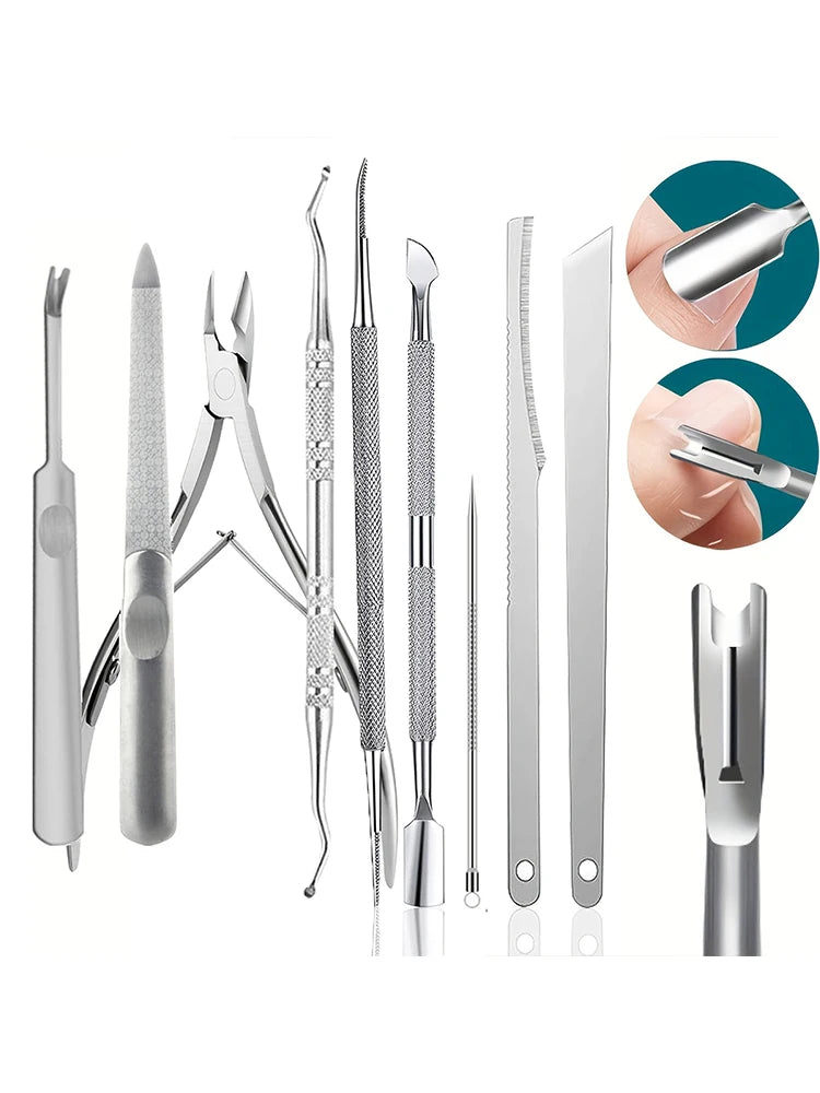Stainless Steel Nail Care Kit, Cuticle Trimmer, Nail Cuticle Nippers, Ingrown Toenail Removal Kit,removal and foot repair tools