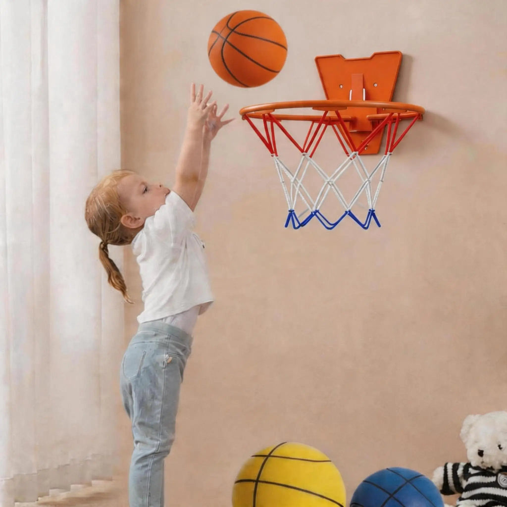 Silent Foam Basketball Hoop Set | Soft, High-Rebound PU Material | Indoor Silent Training Ball