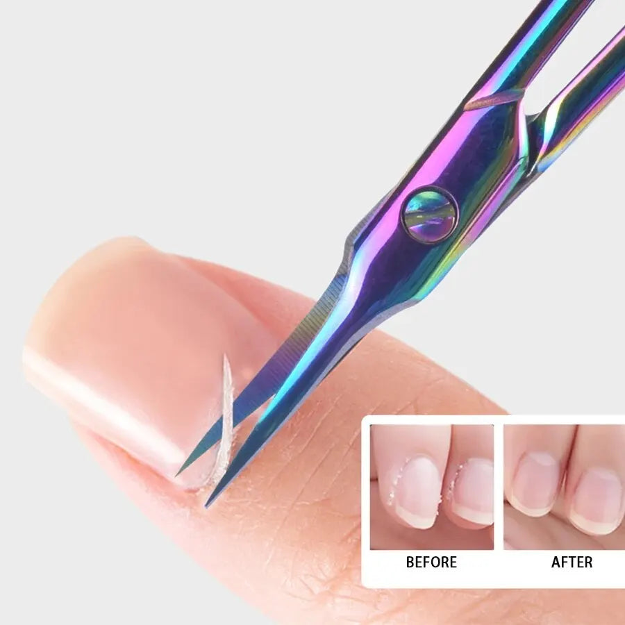 Dead Skin Remover Stainless Steel Curved Tip Thin Blade Cuticle Scissors Nail Clippers Trimmer Manicure Tools Eyebrow Tools