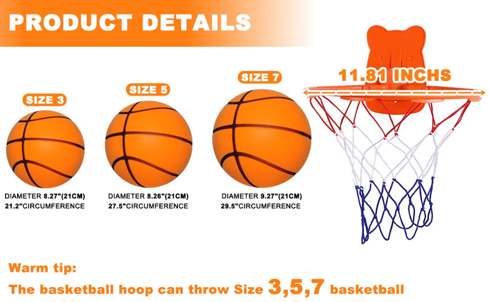 Indoor Silent Basketball with Non Slip Train Mat Foam Basketball Quiet Dribbling Indoor Training for Children No Noises At Home