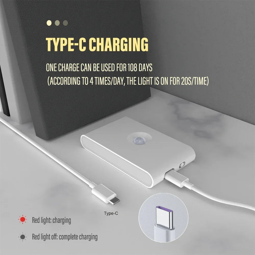 Smart Motion Activated Wall Light - 2200mAh USB-C Fast Charge 3 Adjustable Brightness Multi-Device Link  Indoor/Outdoor Lighting
