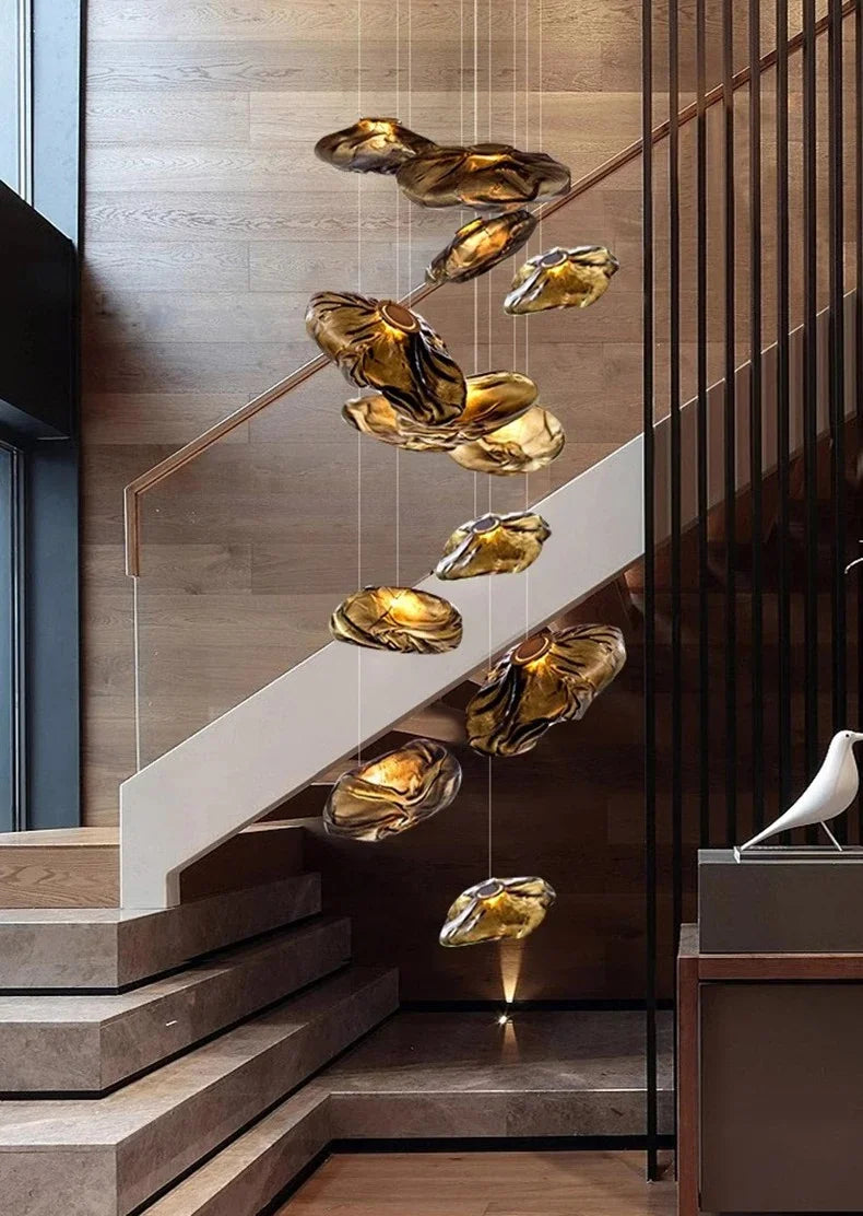 Modern Light Luxury Home Decoration LED Chandelier Staircase Light Living Room Chandelier Indoor Lighting