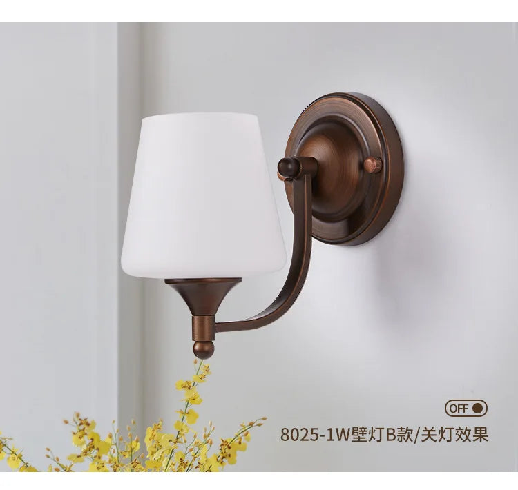 Bathroom Light Lighting with White Frosted Glass Shade, Wall Lamp for Mirror Kitchen Bedroom Living Room Porch