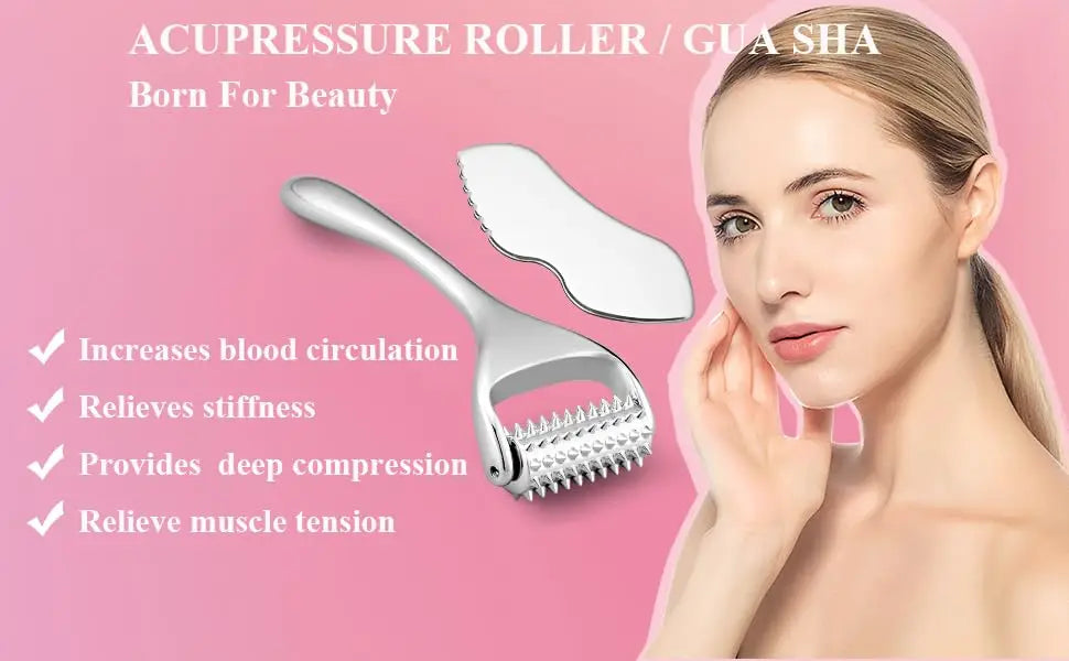 Acupressure Roller Deep Tissue Massage Tool for Face Acupuncture Roller SkinCare Face Massager Gua Sha Facial Tools Massage Tool