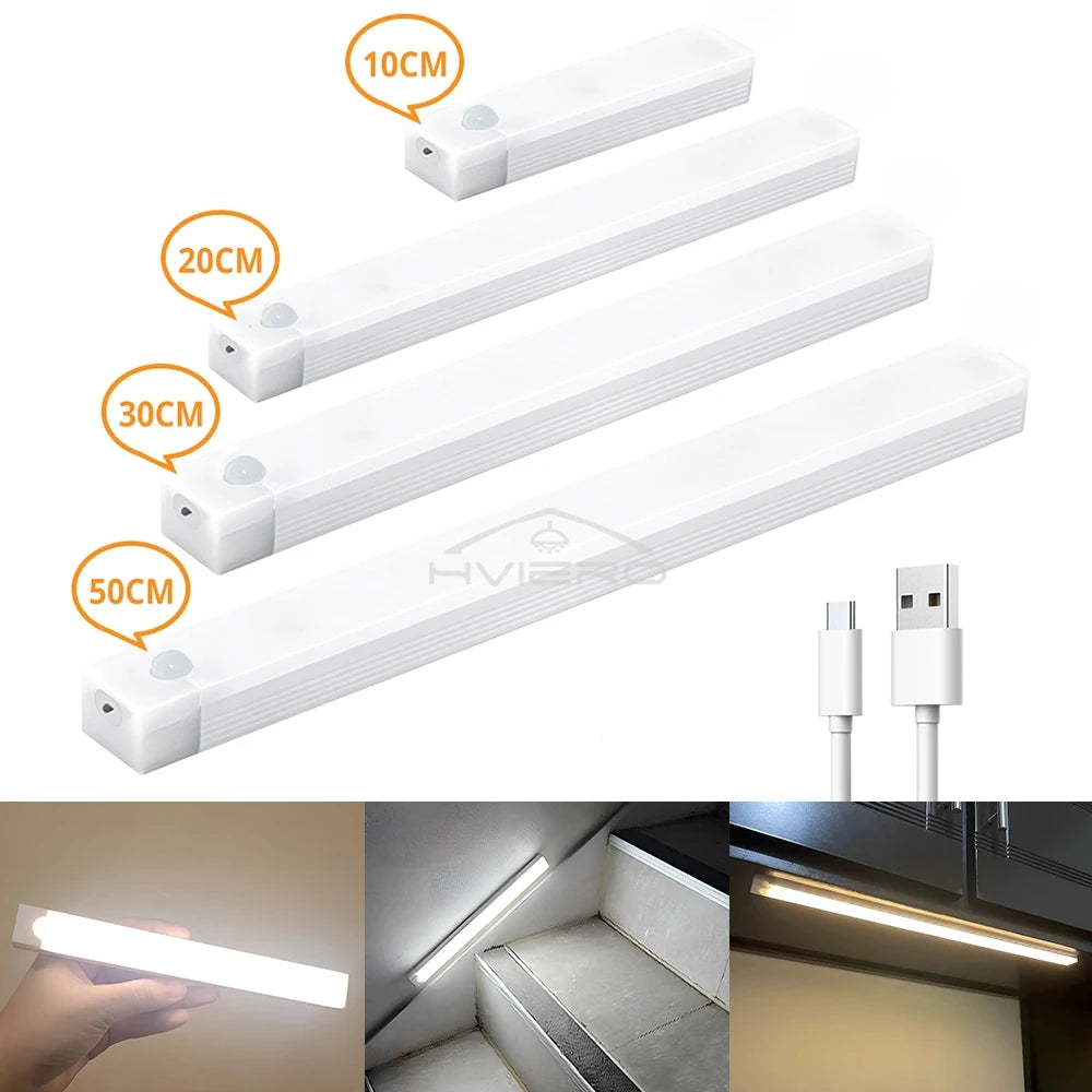 Motion Sensor Light Wireless LED Night Light USB Rechargeable Light Cabinet Wardrobe Lamp Staircase Backlight For Kitchen LED