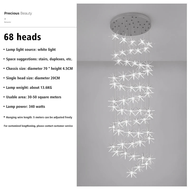 Lustre Attic Kitchen Hotel Led Ceiling Chandelier for Dining Decor Living Room Lamps Modern Meteor Shower Indoor Pendant Light