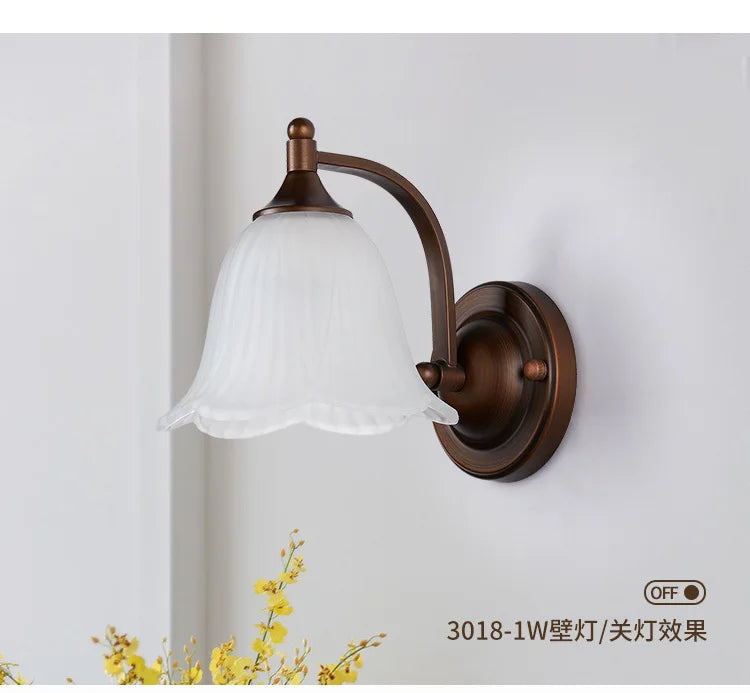 Bathroom Light Lighting with White Frosted Glass Shade, Wall Lamp for Mirror Kitchen Bedroom Living Room Porch