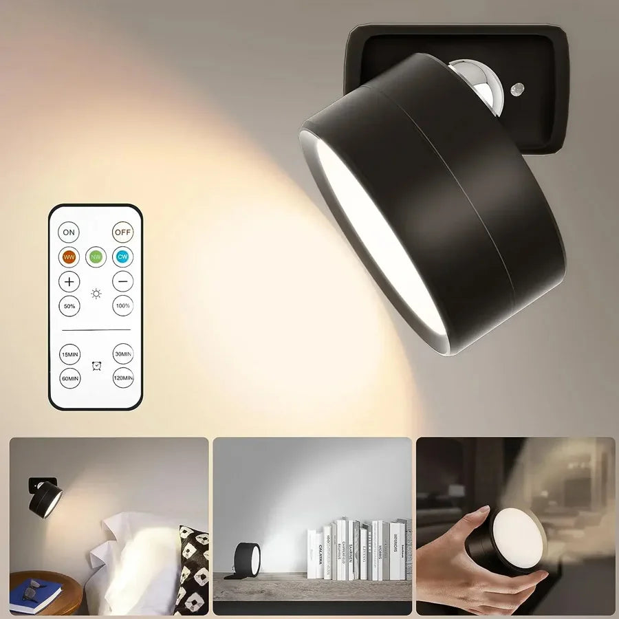Smart Remote Control & Magnetic USB LED Wall Light,3 Mode Dimmable Cordless Touch Night Lamp for Bedside,Wardrobe,Hallway,Stairs