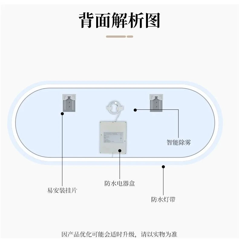 Lighted LED Bathroom Mirror,Wall Mounted Dimmable 3 Colors Makeup Mirror with Bright Back Lit - Smart Mirror Anti Fog with Touch