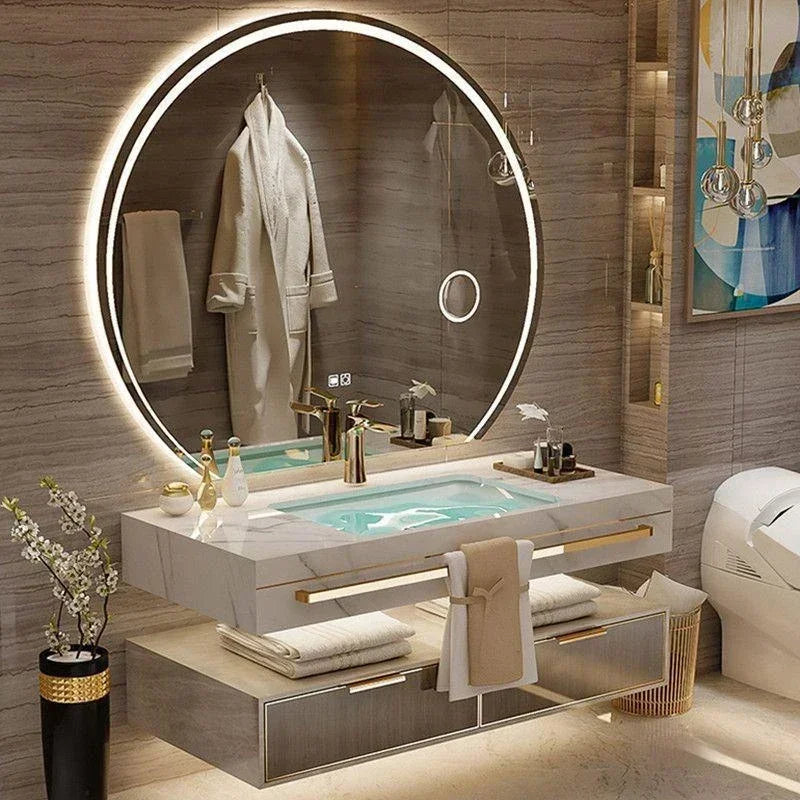 Modern Slate Bathroom Cabinet with Double Washbasin Smart Mirror Ceramic Bathroom Vanity Cabinets Under Sink Bathroom Furniture