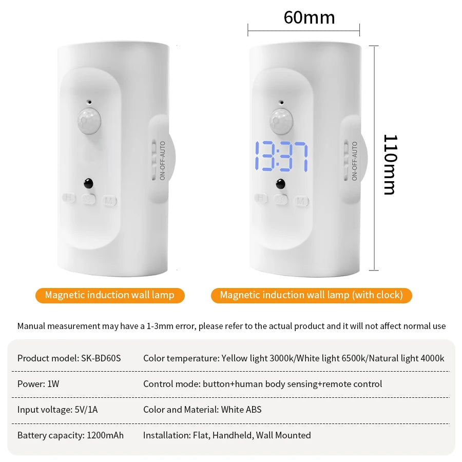Motion Sensor LED Wall Light 3 Colors Wireless Magnetic Double Head Spotlight For Bedroom Living Room Closet Stairs Lighting