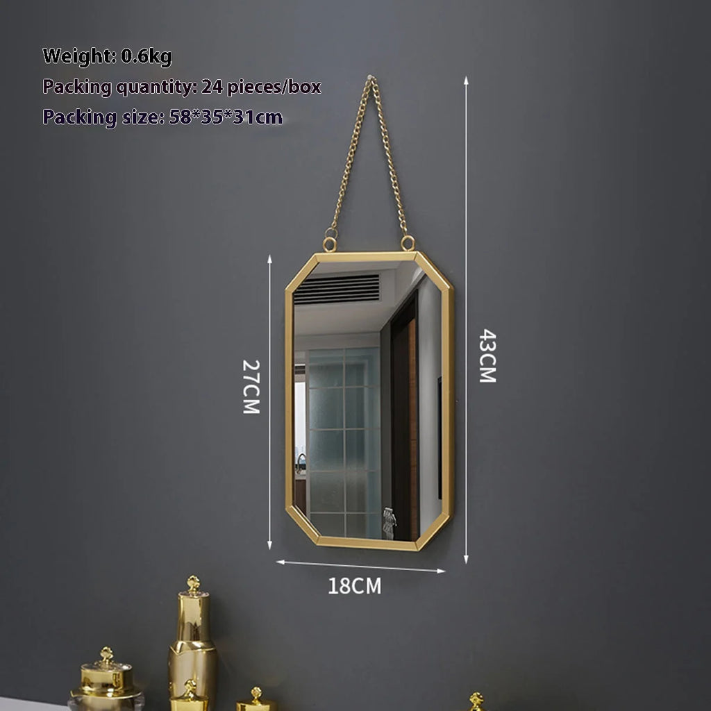 Iron square wall mirror hanging bathroom bathroom dormitory mirror hanging wall washing table wall hanging makeup mirror