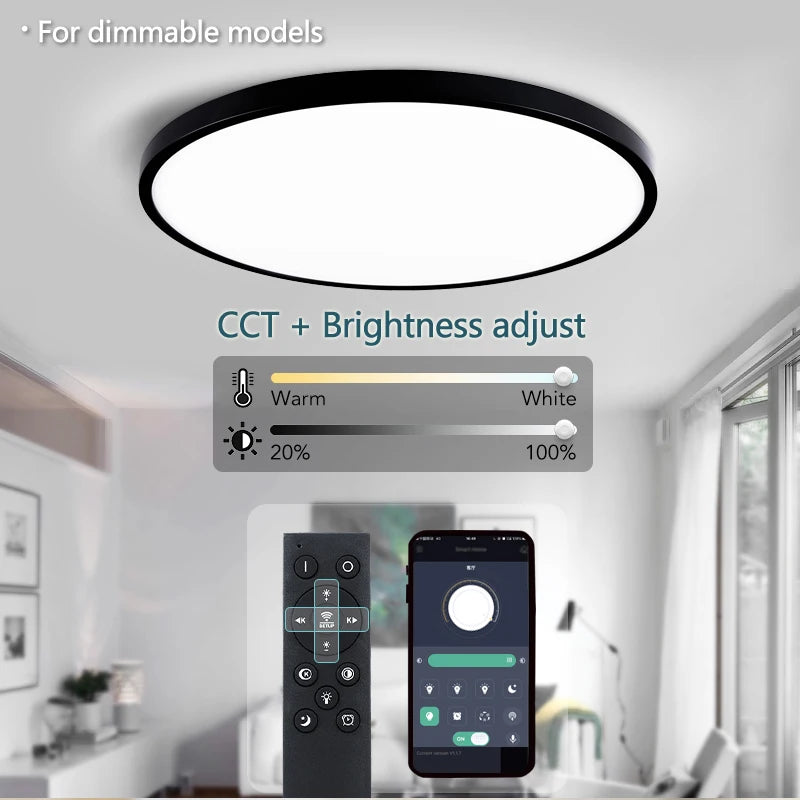 50CM Large Ceiling lamp Smart APP/ Remote Control Dimmable for Bedroom 48W Ceiling Lights AC 110/220V led lights for Living room