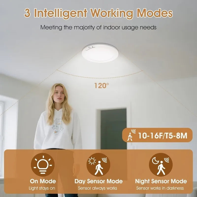 Motion Sensor LED Ceiling Light Rechargeable Remote Control for Hallway Stairs Corridor Indoor Home Wireless Security Light