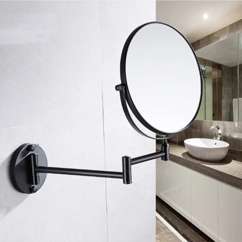 Wall-mounted Bathroom Double-sided Mirror Foldable Bathroom Makeup Mirror Wall Mounted 8 Inch Magnifying Mirror