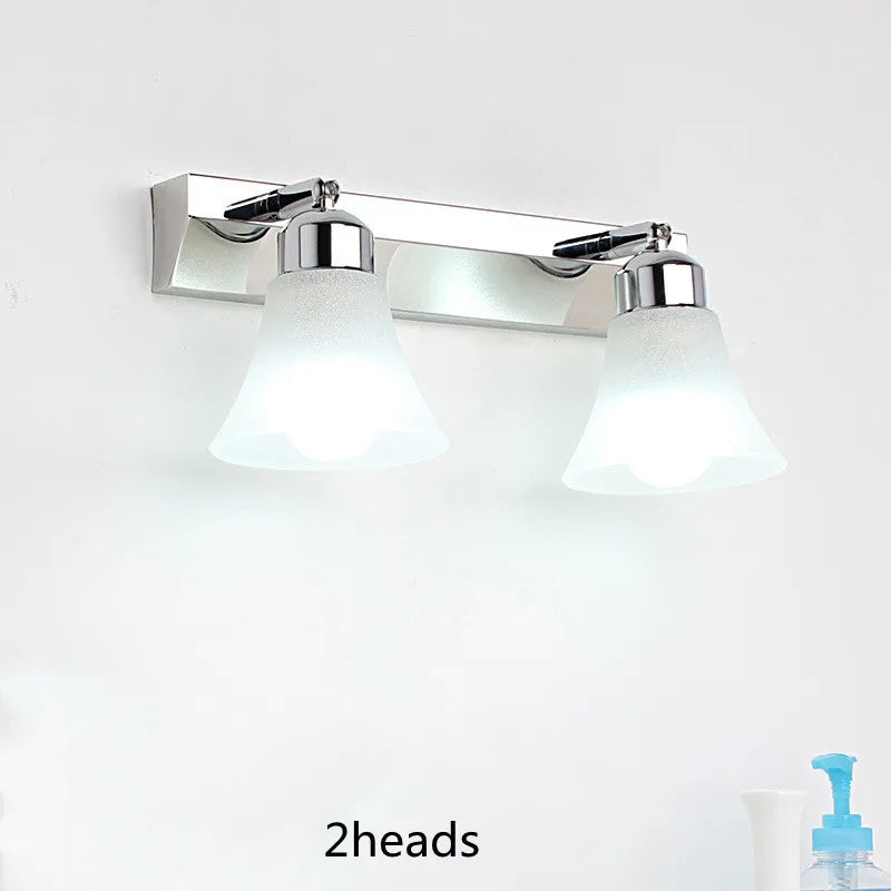 Modern Wall Mirror Light for Bathroom Dressing Room 3/4/5 Lights Silver Wall Lamp Glass Lampshade E27 Indoor Decoration Lighting