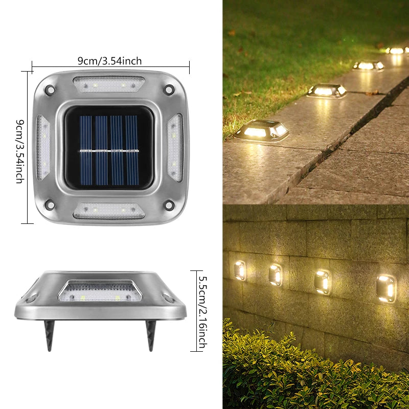 Solar ground Lights Outdoor Waterproof LED Wall Lights Driveway Markers Step Lights for Sidewalk Stair Pathway Walkway Yard