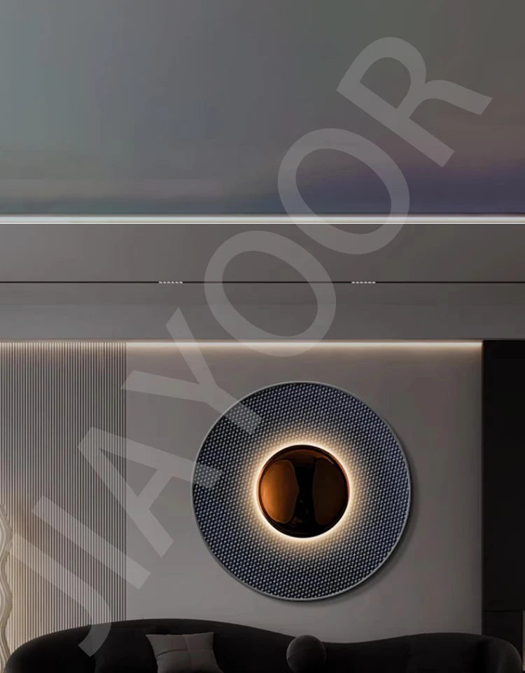 Indoor Modern Minimalist Designer LED Lamp Porch Bedroom Bedside Lighting Decoration Round Background Creative UFO Wall Sconces