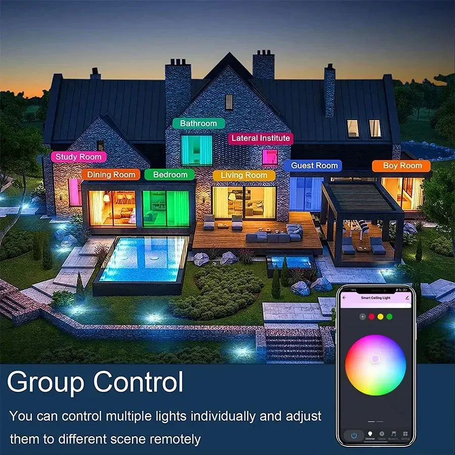 Tuya Smart WiFi LED Ceiling Light 220V APP Connection Wireless Switch Voice Control Comfortable Home Room Bathroom Lighting