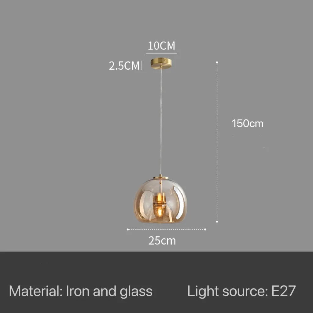 Nordic Modern Glass Ceiling Lamp Bedroom Bedside Restaurant Kitchen Bar Island  Hanging Led Chandelier Lights Indoor Lighting