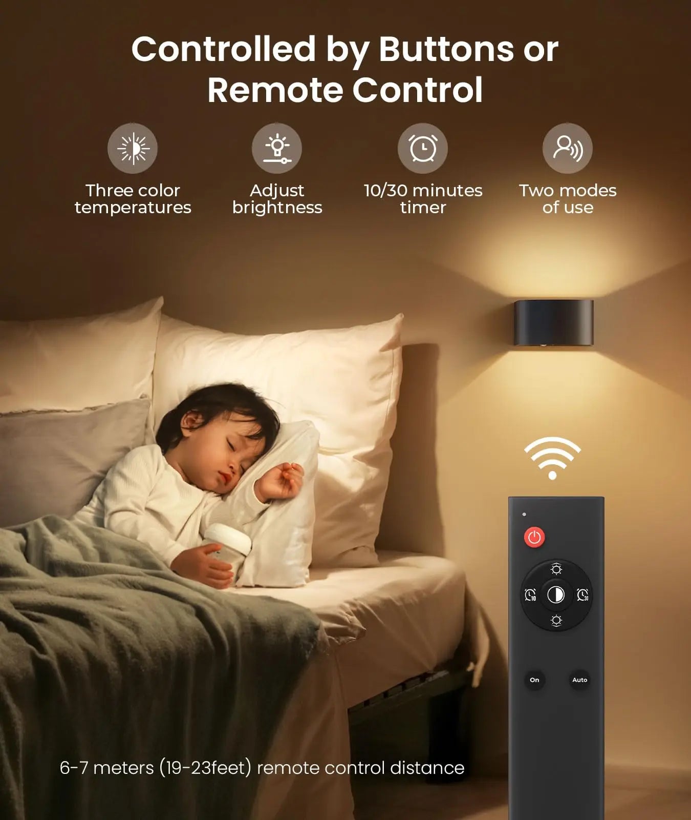 Smart Motion Sensor Wall Light LED Rechargeable Magnetic Night Light LED 3 Colors Dual Control, Timing Setting, Day/Night Mode