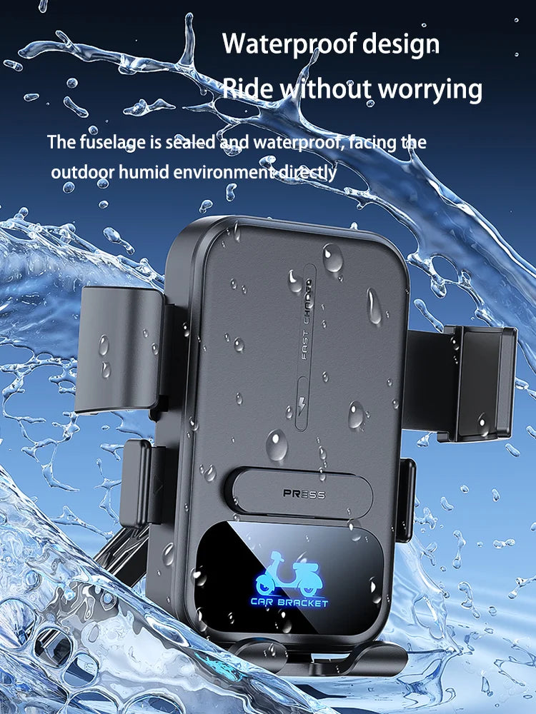 Motorcycle Accessories Wireless Charger Mobile Phone Holder Waterproof Sunshade Shockproof Bike Wireless Phone Charger Mount