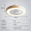 Smart LED Ceiling Fan with Light Wood Living Room Bedroom APP Remote Control 6 Speed Low Floor Electric Fan 52CM Fan Lighting