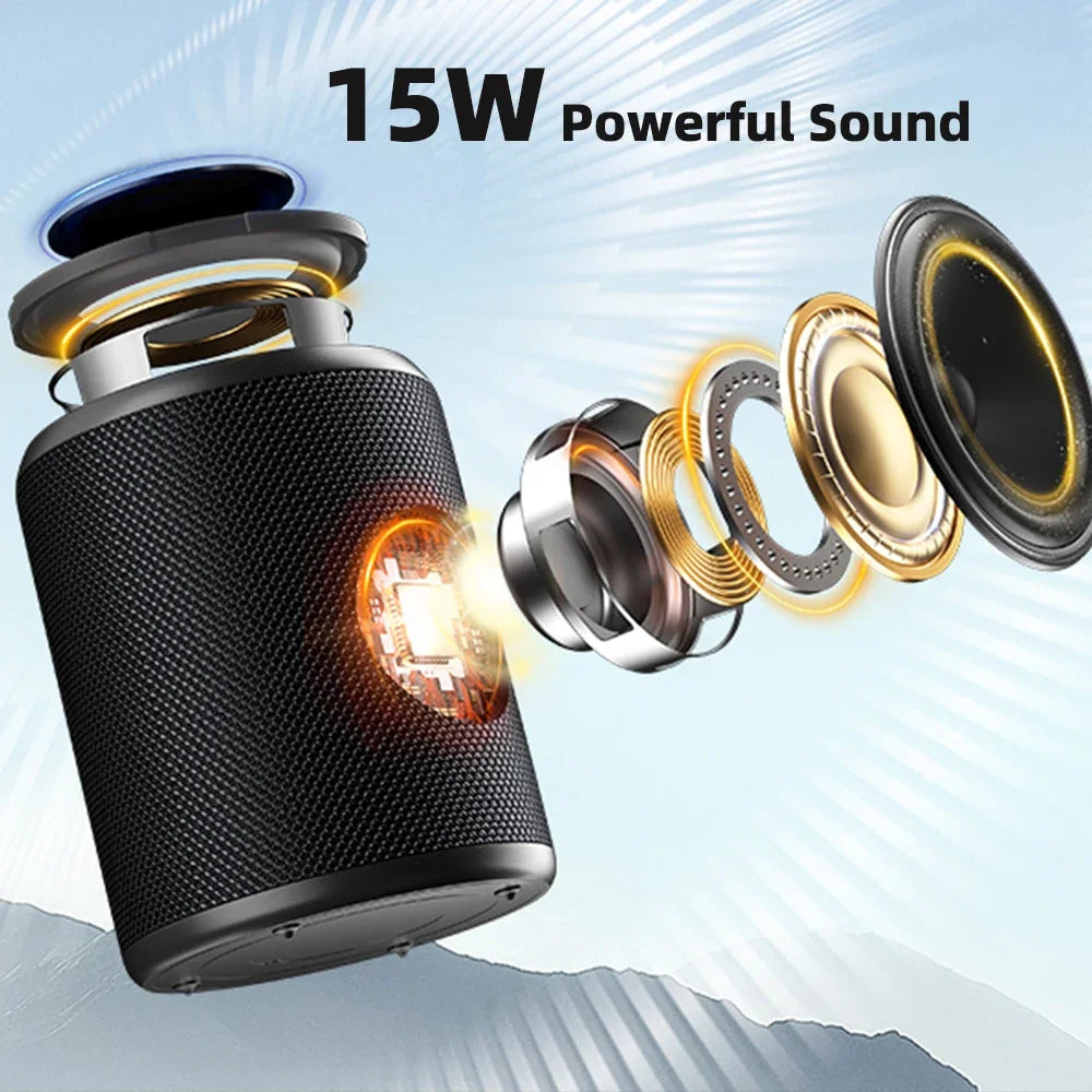 OHAYO Bluetooth Speaker Wireless with Stereo Sound, 15W Bluetooth 5.3 Speaker with TWS Pairing, AUX & USB Input, IPX7 Waterproof