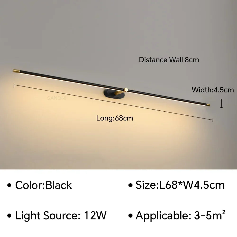 Modern Mirror LED Wall Lamps Minimalist Bathroom Wall Lamps For Bedroom Bedside Sconces Decorative Wall Mirrors Lighting Fixture