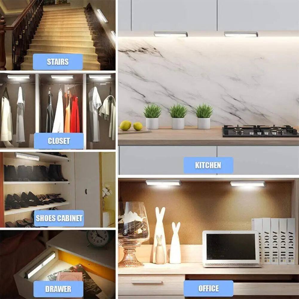 Motion Sensor LED Night Light Wireless Under Cabinet Lamp PIR Smart Closet Light for Kitchen Wardrobe Stairs Bedroom
